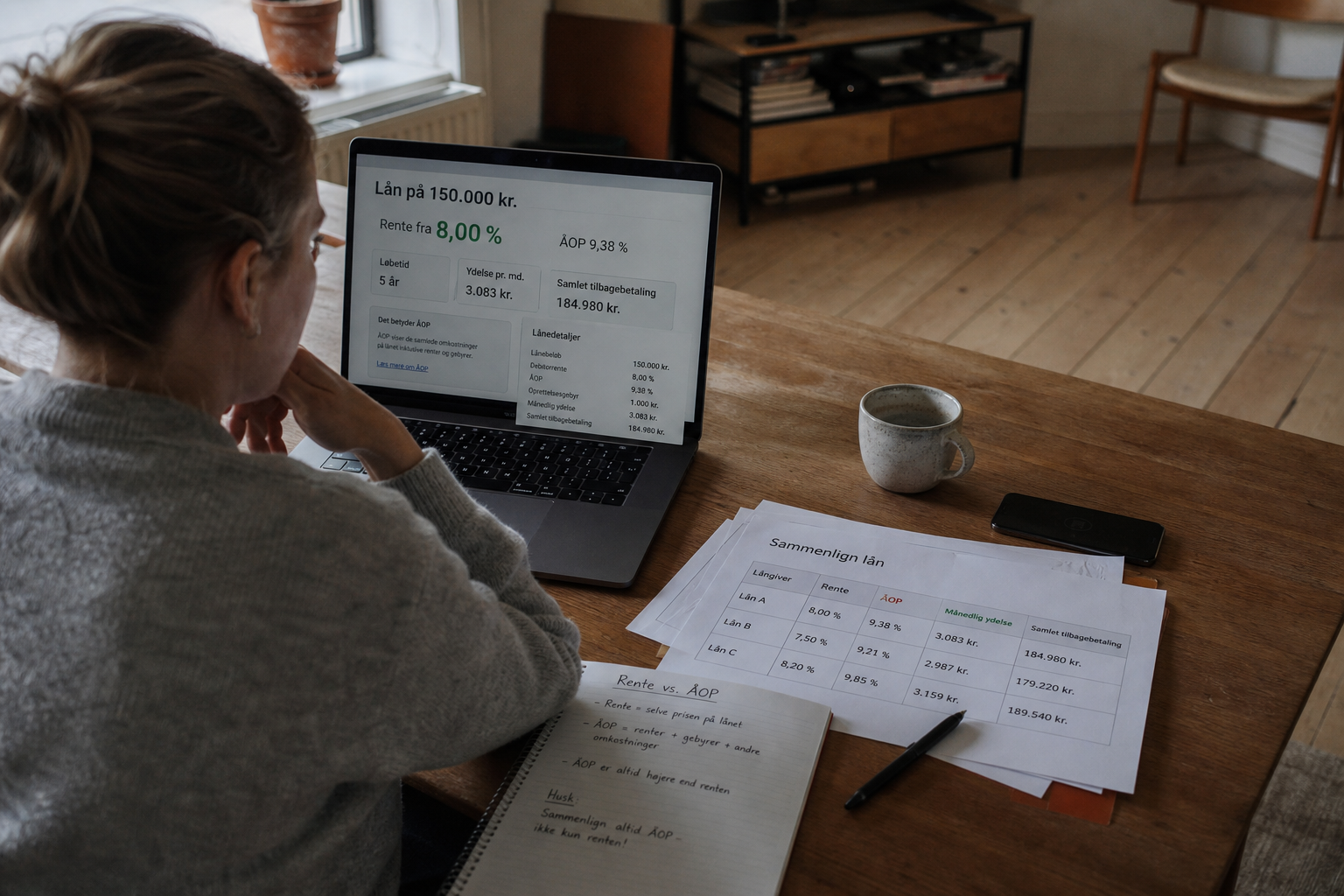 Hvad er ÅOP? Forklaring, beregning og eksempler (2026) | Monino.dk